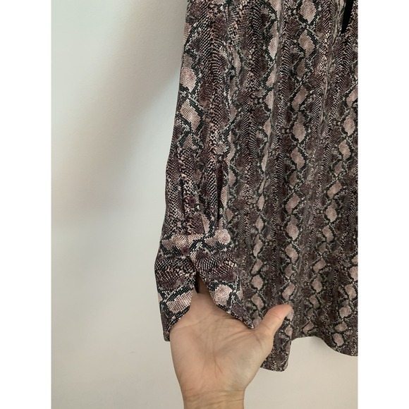 Equipment Bonnie Shift Dress Sz S Snake Skin Print Keyhole Neckline Long Sleeve - Picture 4 of 10
